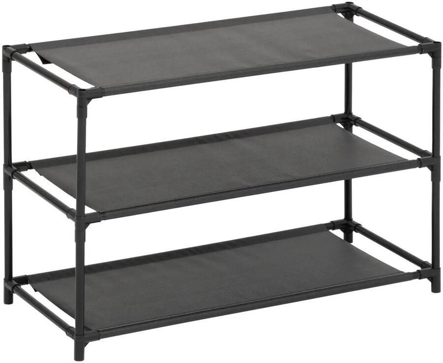 5five Schoenenrek Intissa 3-laags metaal kunststof 57 x 25 x 39 cm voor 9 paar schoenen zwart