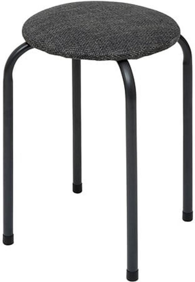 5five Stapelbaar zit krukje Fierra metaal polyester antraciet D38 x H46 cm extra stoelen binnen buiten Stapelbaar