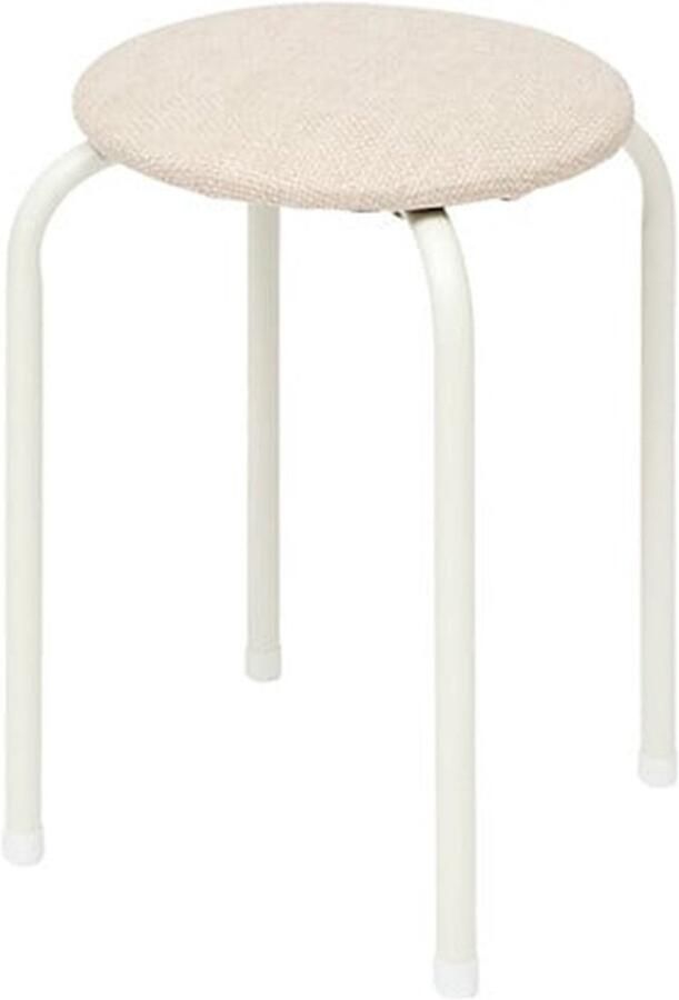 5five Stapelbaar zit krukje Fierra metaal polyester wit D38 x H46 cm extra stoelen binnen buiten Stapelbaar