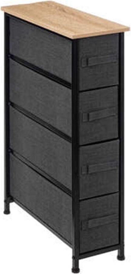 5five Opbergmandkastje badkamerkast 5x manden 45 x 30 x 114 cm metaal hout stof donkergrijs - Foto 2