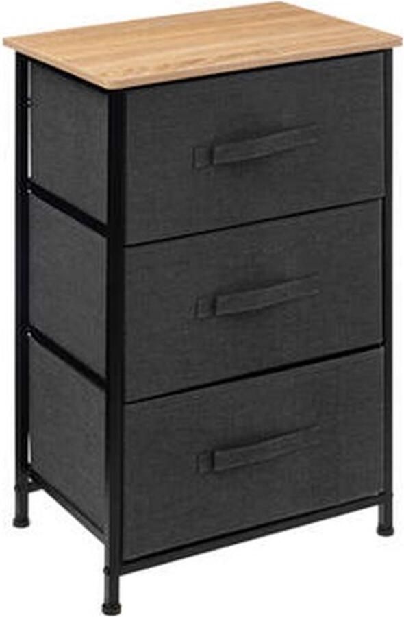 5five Opbergmandkastje badkamerkast 3x manden 45 x 30 x 73 cm metaal hout stof donkergrijs