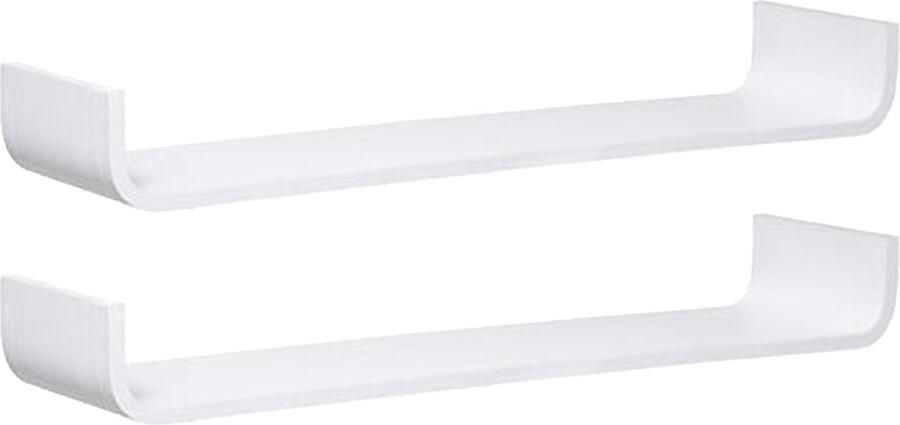 5five Wandplankje boekenplankje Fixy 2x wit lamellen hout look 80 x 20 x 10 cm