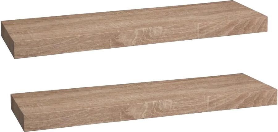 5five Zwevende wandplank Bassline 2x bruin eiken 60 cm hout MDF boekenplank muurplank opbergplank hangplank