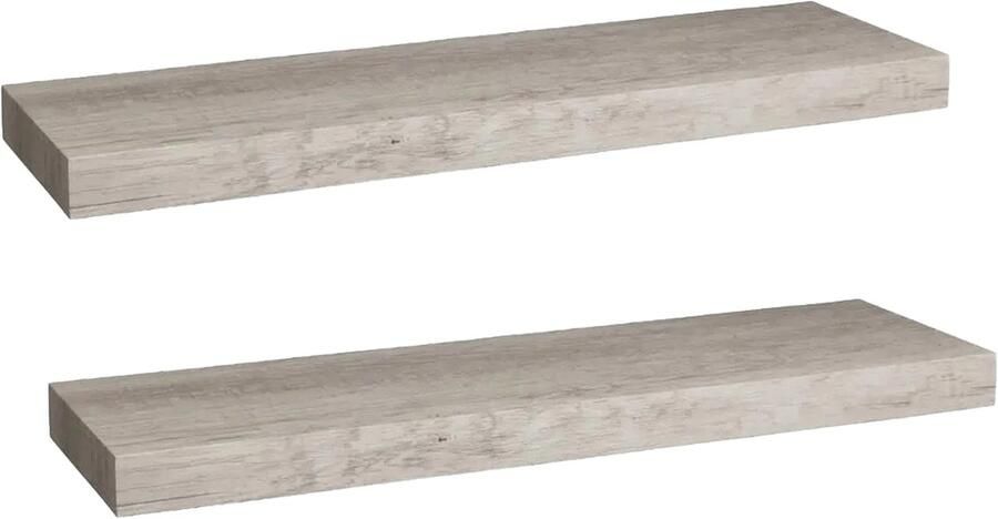 5five Zwevende wandplank Bassline 2x grijs eiken 60 cm hout MDF boekenplank muurplank opbergplank hangplank