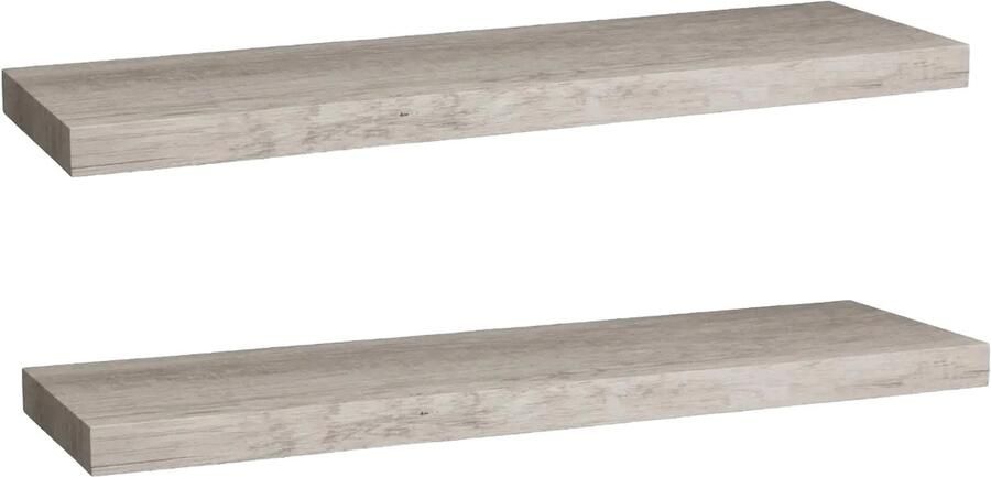 5five Zwevende wandplank Bassline 2x grijs eiken 80 cm hout MDF boekenplank muurplank opbergplank hangplank