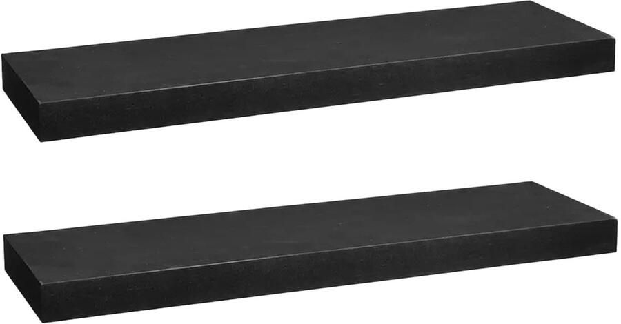 5five Zwevende wandplank Bassline 2x zwart 60 cm hout MDF boekenplank muurplank opbergplank hangplank