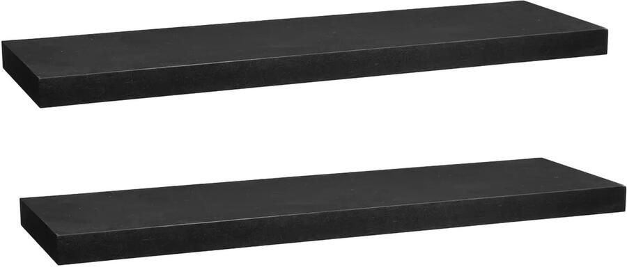 5five Zwevende wandplank Bassline 2x zwart 80 cm hout MDF boekenplank muurplank opbergplank hangplank