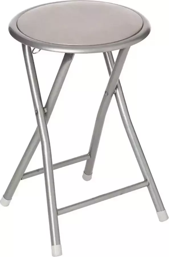 5Five Bijzet krukje stoel Opvouwbaar zilver taupe 46 cm Bijzettafels - Foto 1