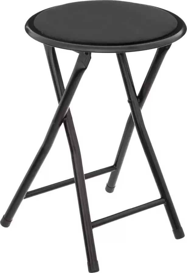 5Five Bijzet krukje stoel Opvouwbaar zwart fluweel 29 x 45 cm Bijzettafels
