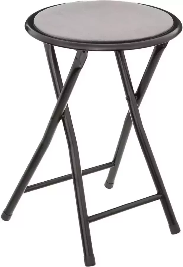 5Five Bijzet krukje stoel Opvouwbaar zwart grijs 46 cm Bijzettafels - Foto 1