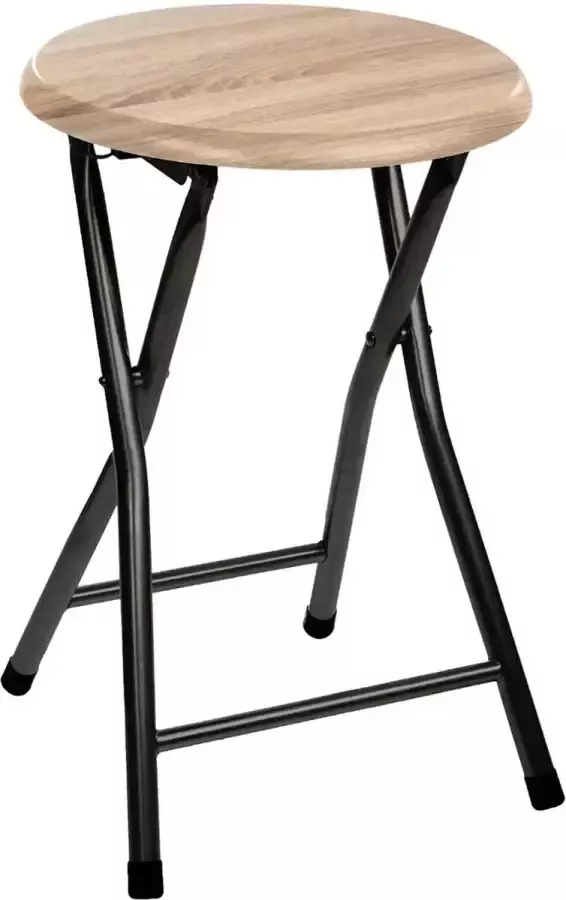 5Five Bijzet krukje stoel Opvouwbaar zwart hout 46 cm Bijzettafels - Foto 1