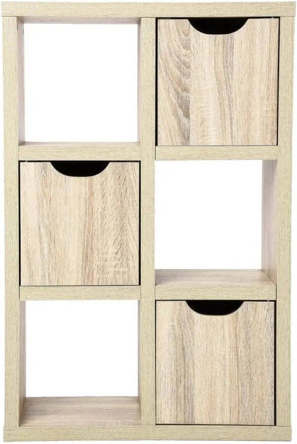 5Five Boekenkast 6-Vaks + 3 lades 60x29 5x95cm Naturel