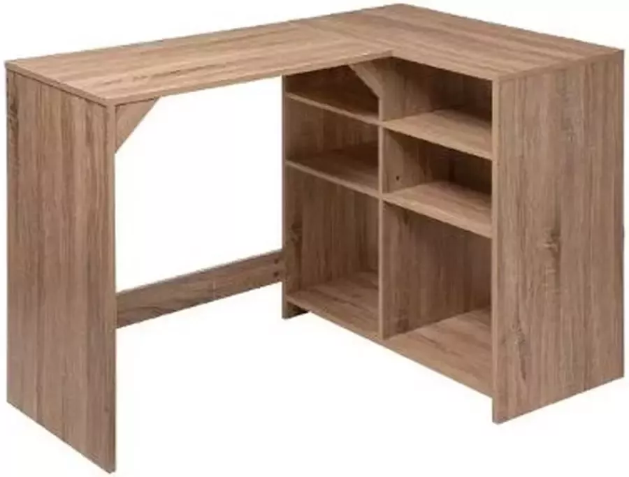 5five Bureau 6 Planken L-vorm Natuurlijk Hout 110 x 75 x 69 cm - Foto 2
