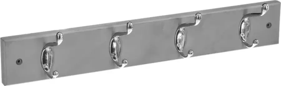 5five Kapstok rek voor wand muur grijs 4 ophanghaken knoppen MDF ijzer 42 x 9 cm