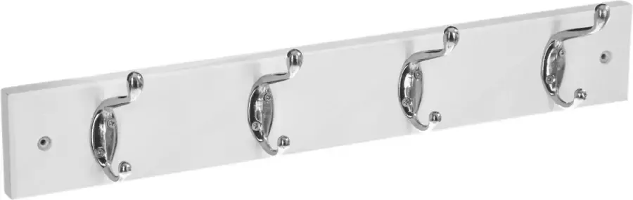 5five Kapstok rek voor wand muur wit 4 ophanghaken knoppen MDF ijzer 42 x 9 cm