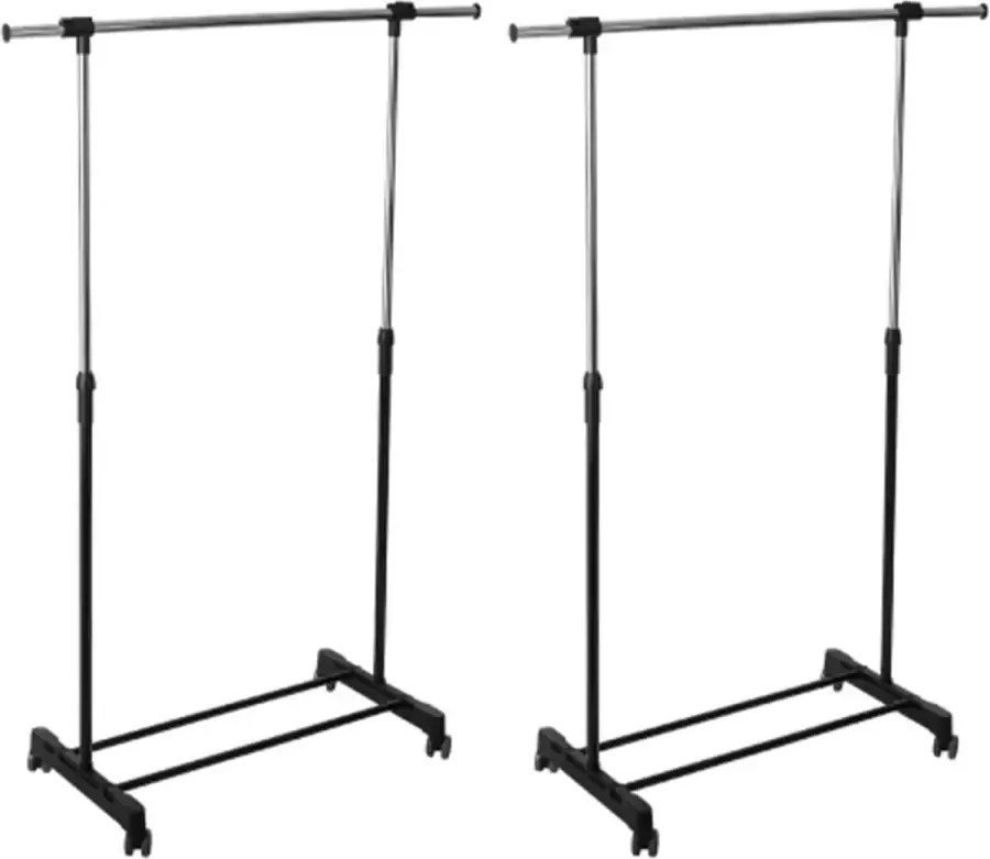 5five Kledingrek met enkele stang 2x kunststof metaal zwart 120 x 42 x 165 cm