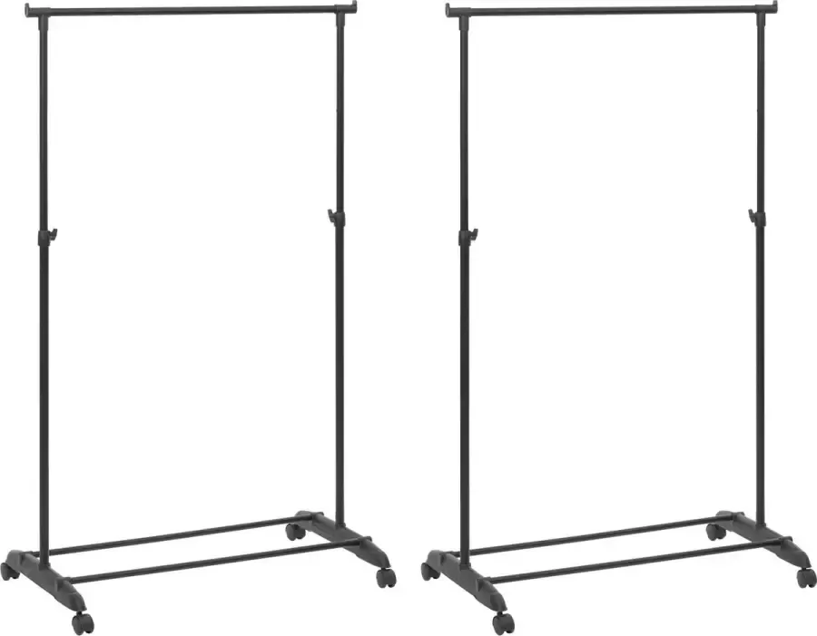 5five Kledingrek met enkele stang 2x kunststof metaal zwart 80 x 42 x 160 cm