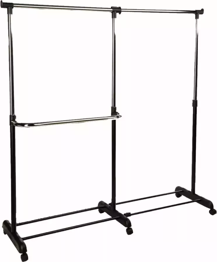 5five Kledingrek met uitschuifbare stangen kunststof metaal zwart 157 x 43 x 167 cm