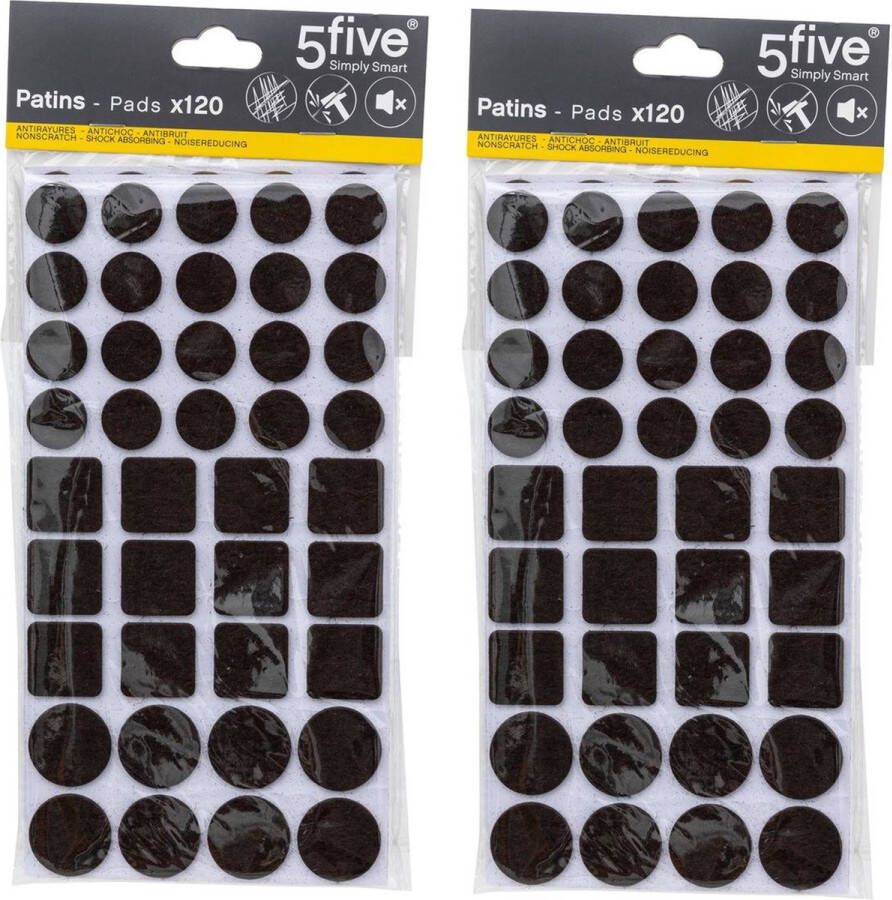 5five meubel vloerbeschermers 2x 120-delig bruin zelfklevend meubelviltjes