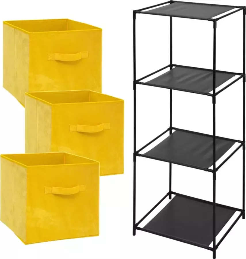 Bathroom Solutions Storage Solutions Opbergrek Smartrack met 3x mandjes stof geel 34 x 104 cm Opbergkastjes - Foto 1