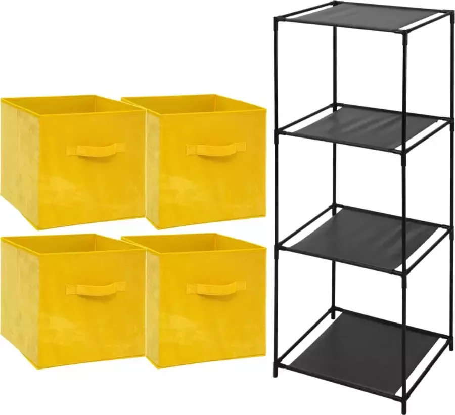 Bathroom Solutions Storage Solutions Opbergrek Smartrack met 4x mandjes stof geel 34 x 104 cm Opbergkastjes - Foto 1