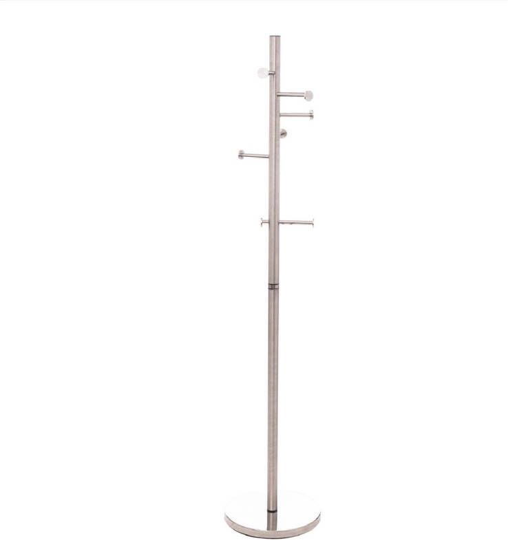 5five Stabiele Staande Kapstok RVS 187 cm Jassenrek 7 Haken Zilver