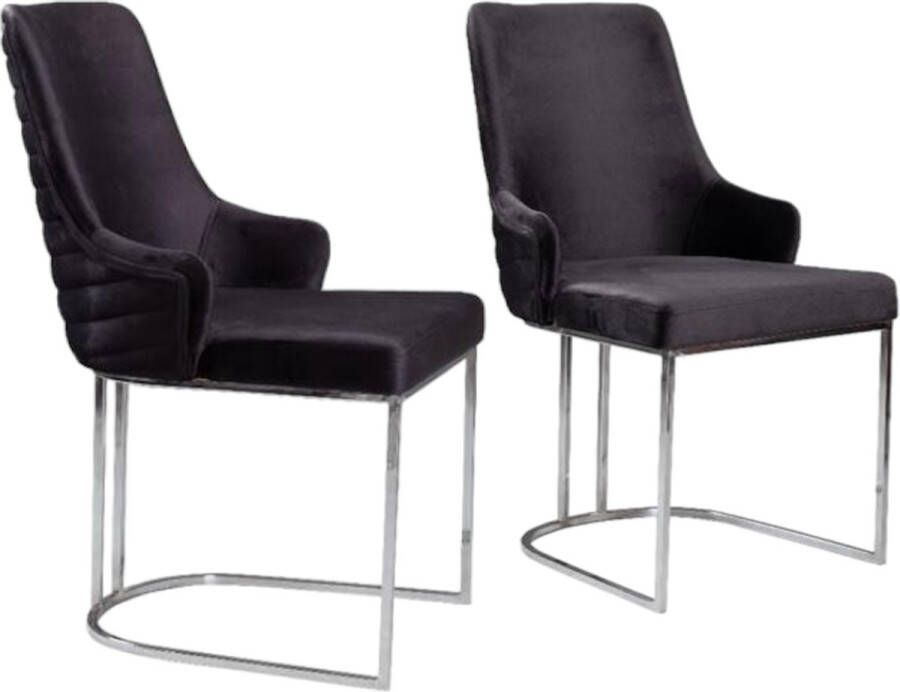 A&Z fancy Stoel Eetkamerstoel Set van 2 stoelen glas marmer Fluweel Zwart Desgin Industrieel - Foto 2