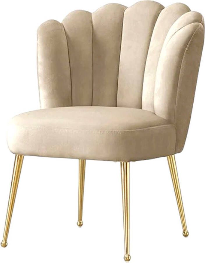 A&Z fancy Stoel Eetkamerstoel Luxe Eetkamerstoel Vorm van golven Goud poten Valentijn cadeau stoel Valentijn cadeau 56x56X90 chair Wave Beige