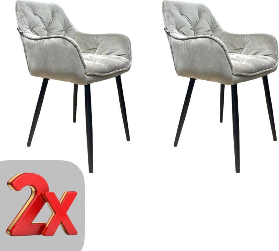 A&Z fancy Stoel Eetkamerstoelen 60x54x78cm Set van 2 stoelen Valentijn cadeau Eetkamerstoelen Met armleuning fluweel Velvet – Beige