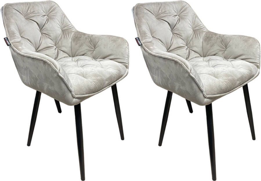 A&Z fancy Stoel Eetkamerstoelen 60x54x78cm Set van 2 stoelen Valentijn cadeau Eetkamerstoelen Met armleuning fluweel Velvet – Beige - Foto 2