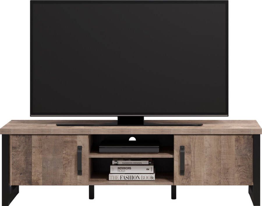 A-Meubel Eerbeek TV Meubel 166 x 45 x 50 cm TV Meubel hout look 2 deuren open vak met legplank
