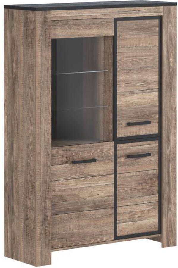 A-Meubel Oldebroek Vitrinekast incl LED Verlichting Woonkamer Kast- Naturel Hout Look