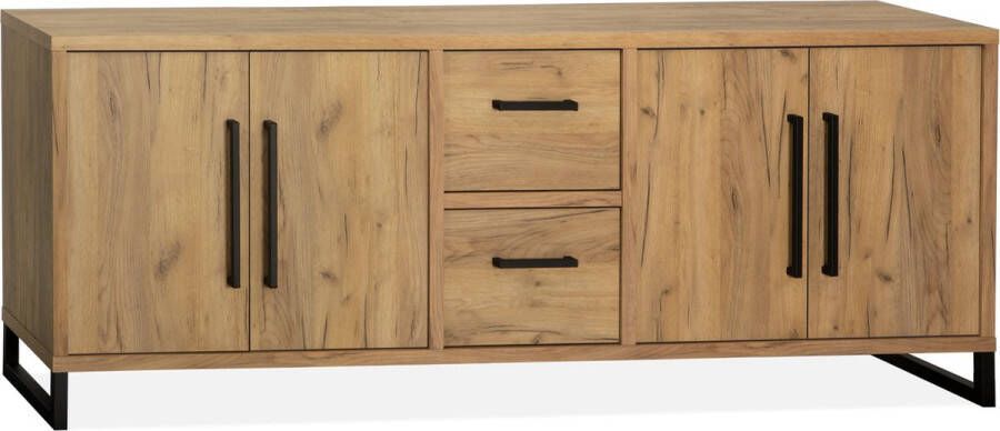 A-Meubel Reeuwijk Dressoir Eiken Hout Look 4 deuren 2 lades 210cm Woonkamer Kast