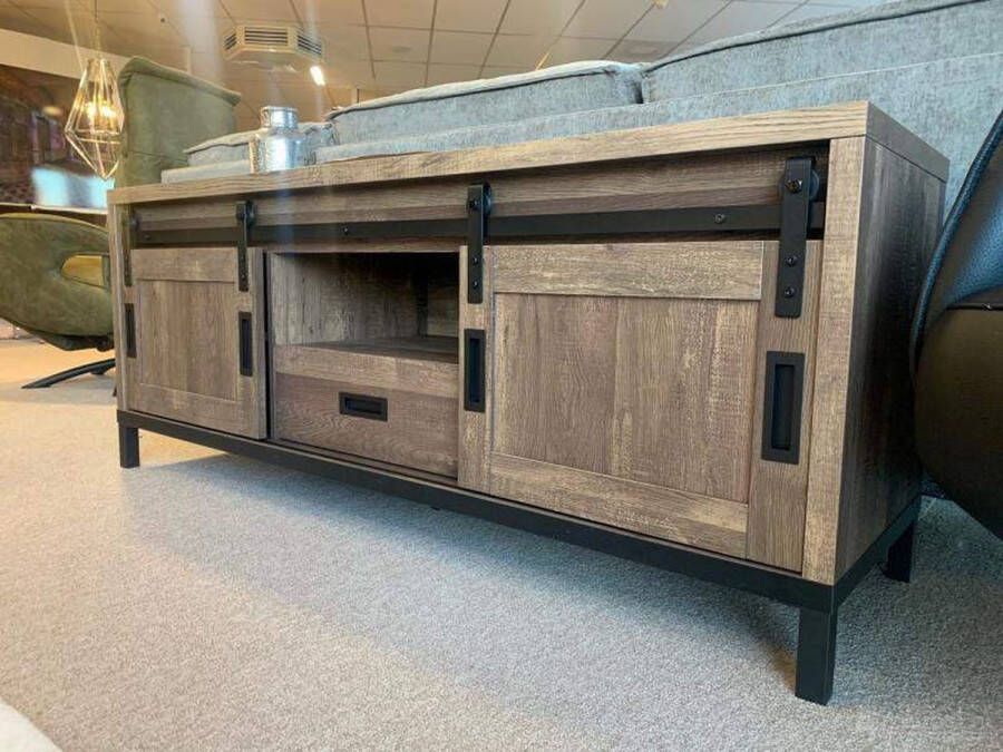 A-Meubel Staphorst TV meubel Groot TV Kast Industrieel 150cm breed Espresso houtlook