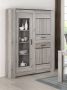 A-Meubel Tollebeek Vitrinekast Grijze houtlook 2 deuren 1 deur met glas 187 x 132 x 40 cm - Thumbnail 1