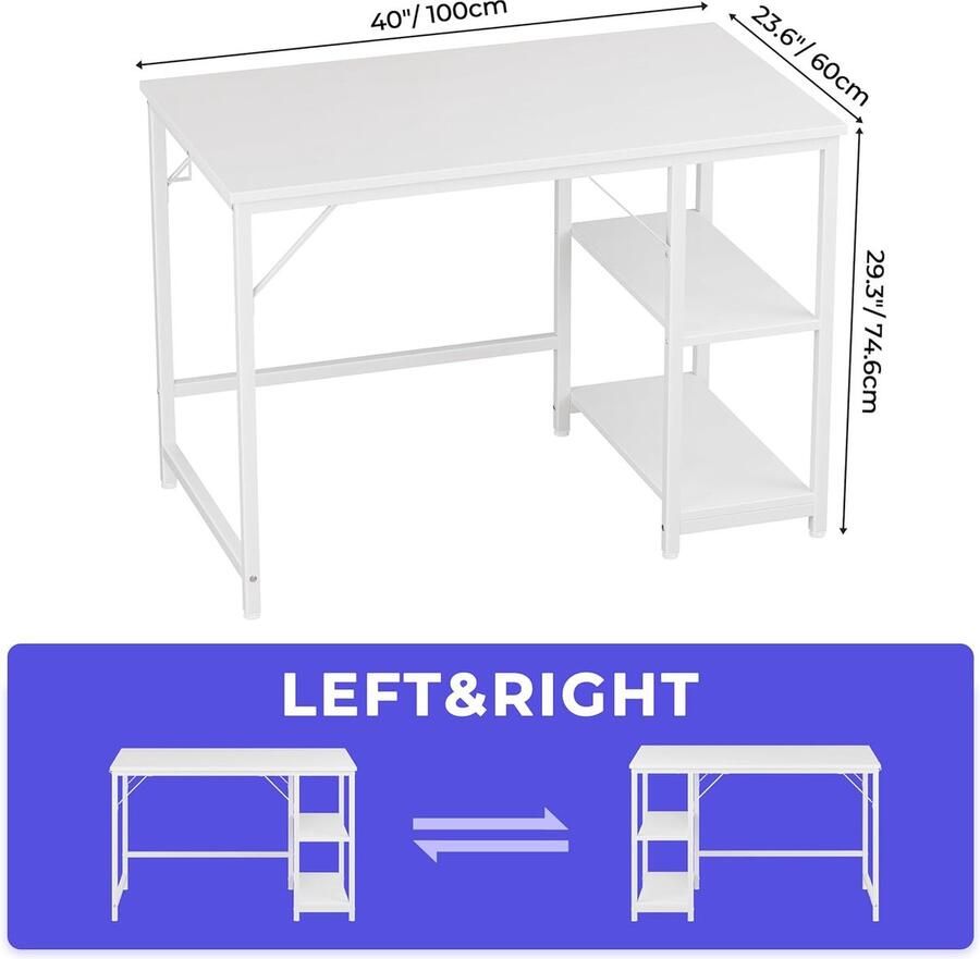 Aa computerbureau gamingtafel computer thuisbureau met display stand 100x60cm Wit
