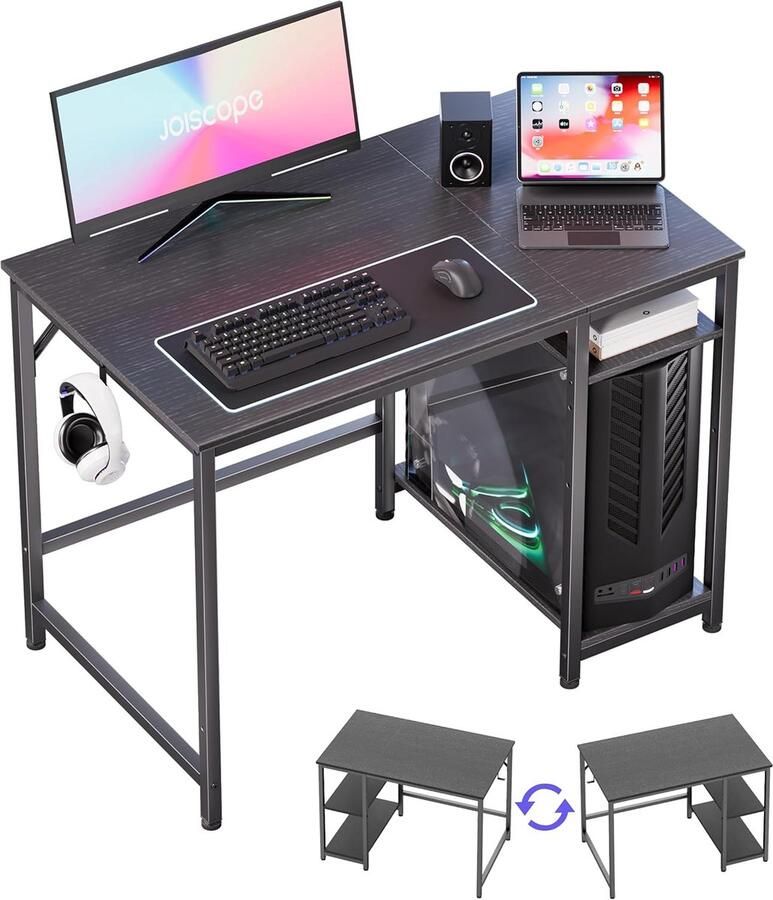 Aa computerbureau gamingtafel computer thuisbureau met display stand 100x60cm Zwart