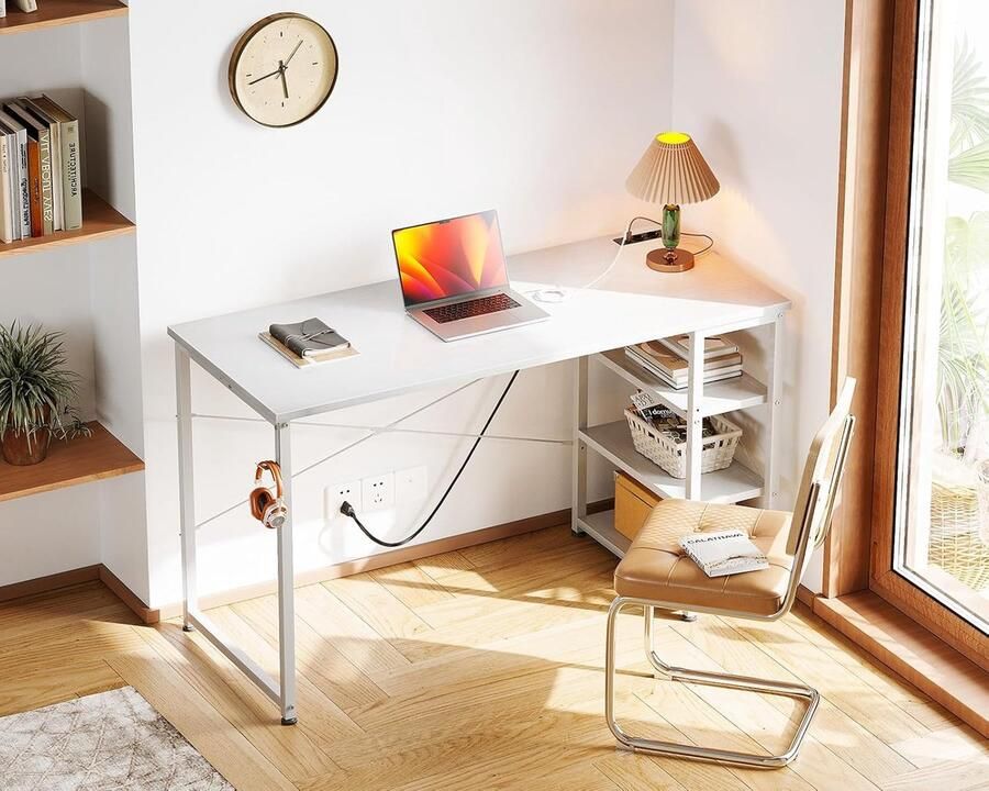 Aa computerbureau gamingtafel computer thuisbureau met display stand 120 x 40 x 75 cm Wit