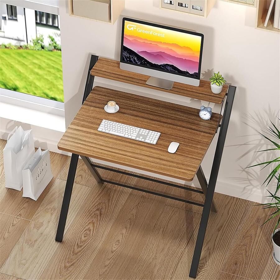 Aa computerbureau gamingtafel computer thuisbureau met display stand 81.5 x 52 cm Espresso