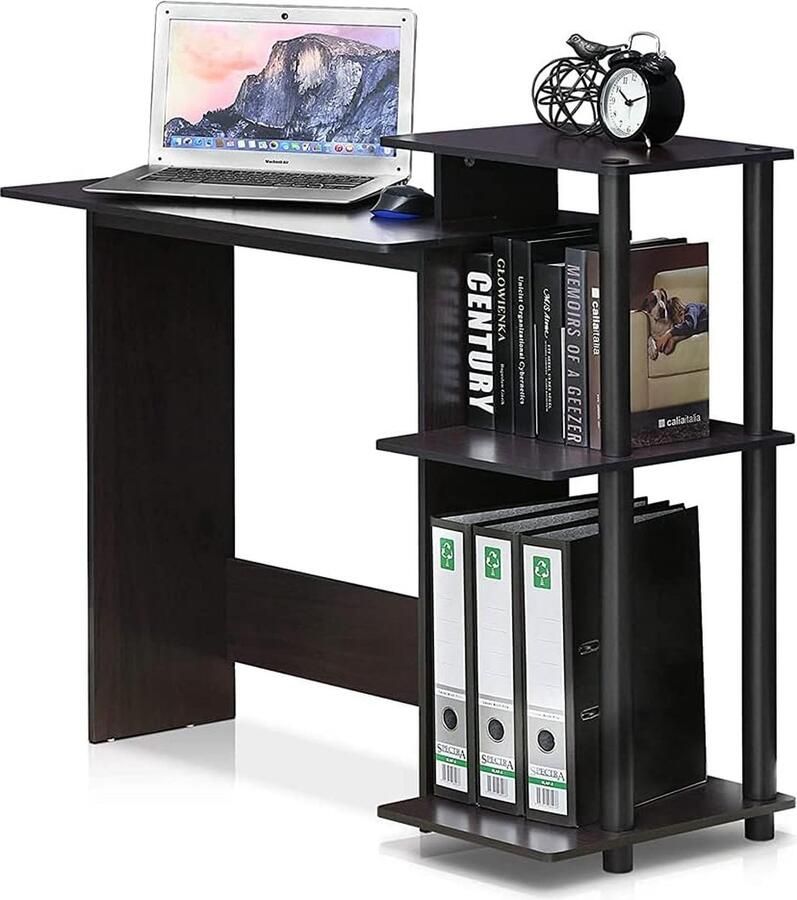 Aa computerbureau gamingtafel computer thuisbureau met display stand donker walnoot 100 6 (breedte) x 85 3 (hoogte) x 39 6 (diepte) cm