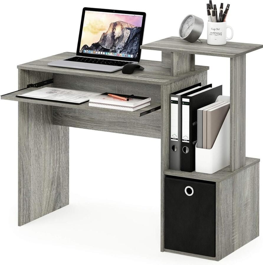 Aa computerbureau gamingtafel computer thuisbureau met display stand grijs zwart 40 01 x 40 01 x 86 61 cm