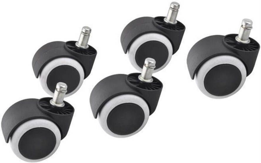 AA Commerce 5x Bureaustoel Wieltjes Stoelwieltjes Zwenkwielen Stoel Wielen Voor Meubels & Stoelen Harde Vloer 50MM