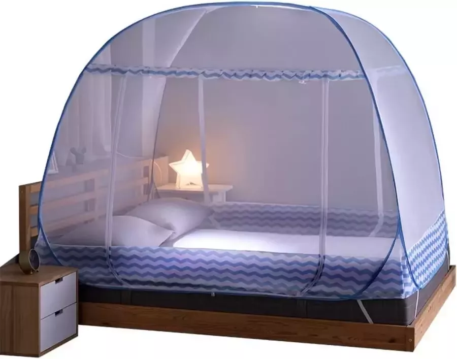 A a Klamboe bed opvouwbaar bed-muggennet draagbaar reis-muggennet dubbele deur muskietent muggennet bed baldakijn pop-up opvouwbare anti-muggenbites (180 x 200 x 150 cm)