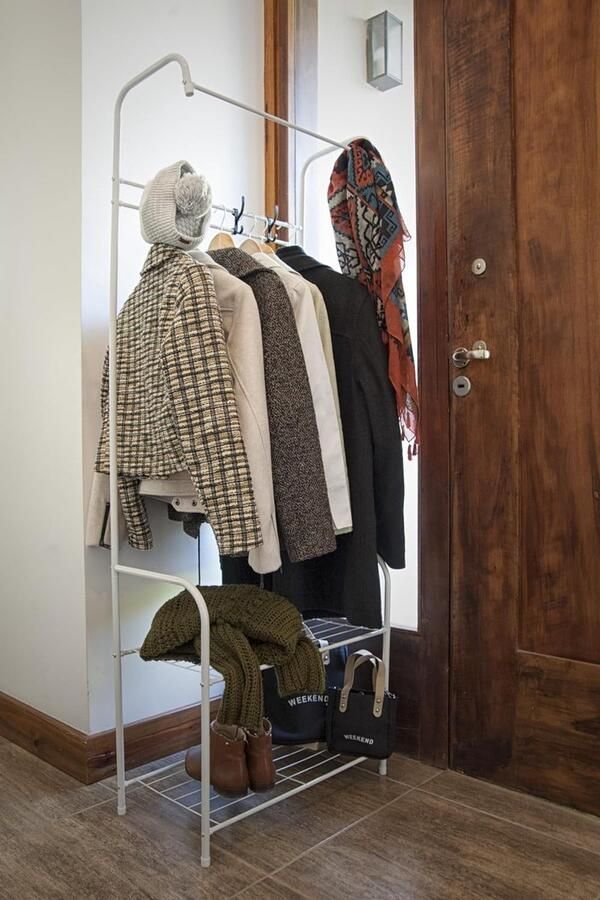 ABB4US schoenenrek met kapstok Kapstokstandaard halboom met schoenenopbergbank vrijstaande kapstok 60 x 35 x 163 cm wit