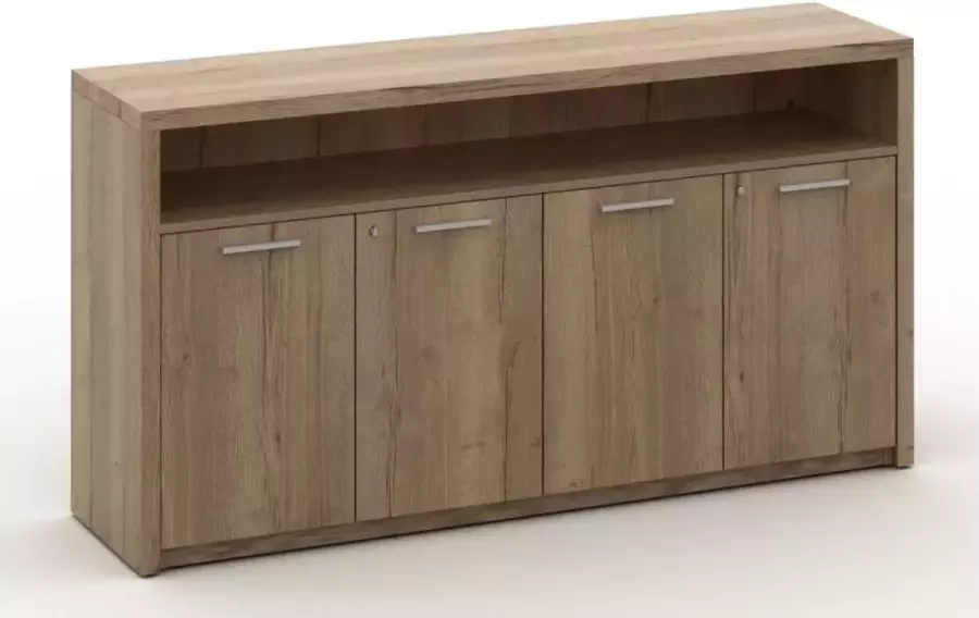 ABC Kantoormeubelen Dressoir kast van hout Chief 89x168x42cm​ in Halifax Eiken