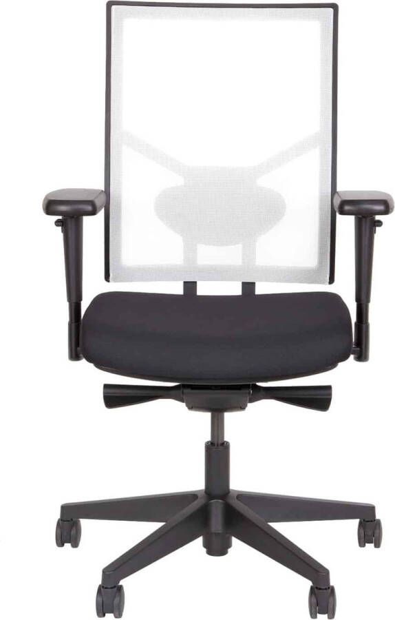 ABC Kantoormeubelen ergonomische bureaustoel 787 npr-1813 zwarte zitting met rug in wit mesh stof chrome frame