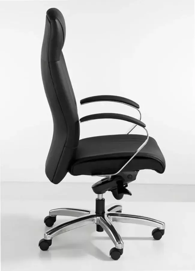 ABC Kantoormeubelen Ergonomische directiestoel Zwart leatherlook met multifunctionele wielen