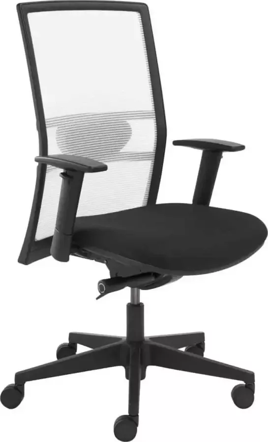 ABC Kantoormeubelen Ergonomische EN-1335 genormeerde bureaustoel 1514 Chroom frame met rug in Wit