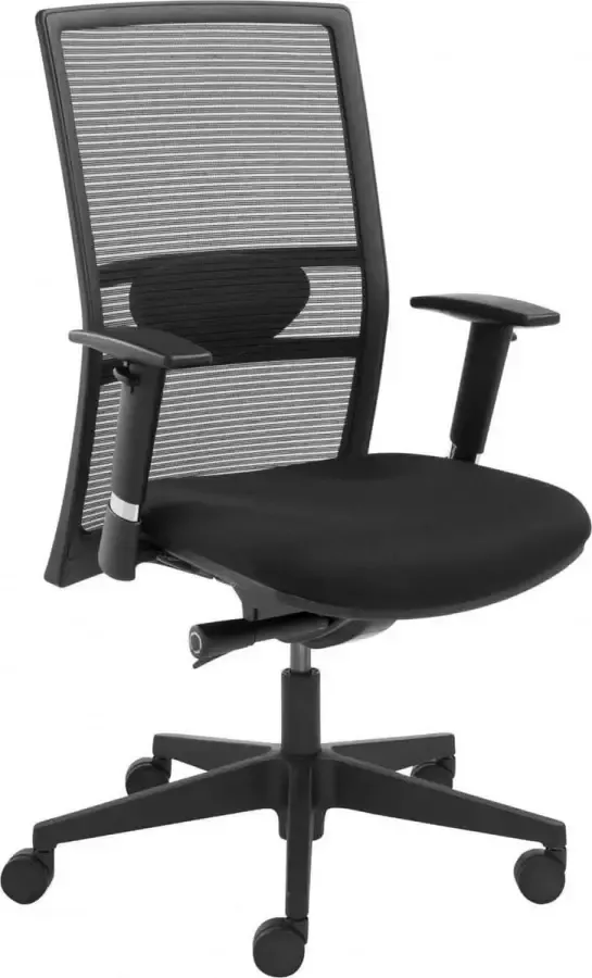 ABC Kantoormeubelen Ergonomische EN-1335 genormeerde bureaustoel 1514 Chroom frame met rug in Zwart