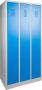 ABC Kantoormeubelen Industriële locker garderobekast 3- delig blauw op de sokkel en cilinderslot - Thumbnail 1